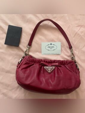 authentic prada raspberry pink baguette bow bag🩷